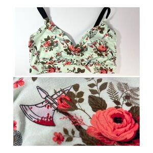 MeUndies Liquid Death bra size 2XL mint green ax snake knife roses